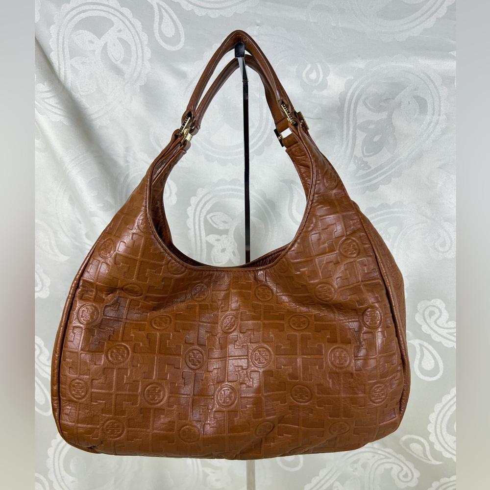 Tory Burch Brown Embossed Hobo Bag